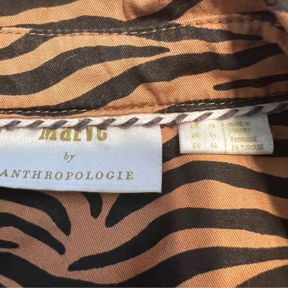 Anthropologie Maeve Tiger Print Cotton Shirt Dress size 14 - Picture 8 of 14
